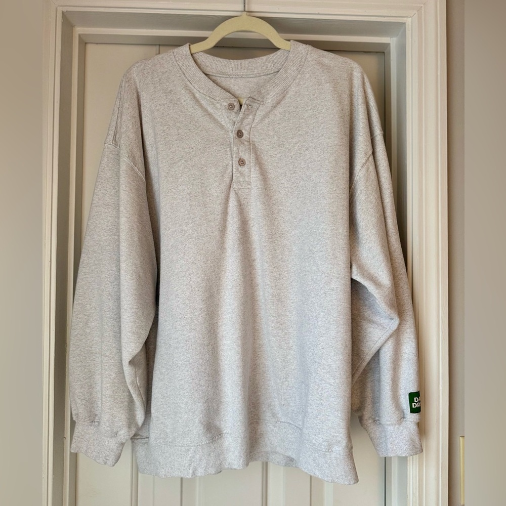 DAILY DRILLS Fleece Henley in Heather Grey XS/S